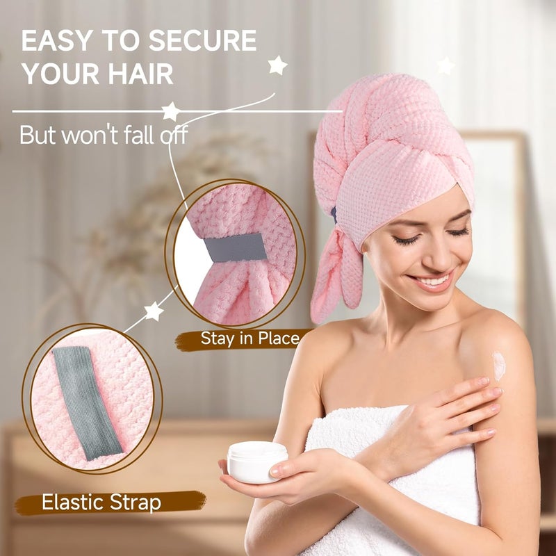 NeDKeN Large Microfiber Hair Towel for Women, gifts for women,Supper Soft Anti Frizz & Quick Dry for Curly Hair, Ultra Absorbent Hair Wrap Towels for Long,Thick,Wet Hair, Mom Gifts, 24x42 Inches(pink) - Image 2